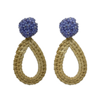 Lavender floral cluster clip-on post with rattan teardrop_m donohue collection