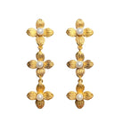 Gold floral drop earrings accented with freshwater pearls_m donohue collection