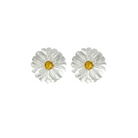 white mother of pearl flowers post earrings with orange citrine gemstone center gemstone_m donohue collection