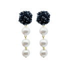 Flower cluster clip-on post with three lightweight cotton pearl drop-m donohue collection