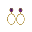 amethyst gemstone post earrings with gold twisted loop_m donohue collection