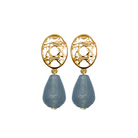 18k gold-plated brass woven posts with grey quartz drops_m donohue collection