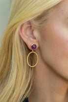 Model wearing Amethyst French Twist Earrings_M Donohue Collection