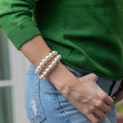 Model is wearing Olivia Cotton Pearl Bracelet_m donohue collection