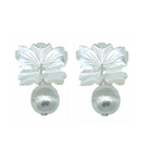 Mother of pearl flower post with silver-plated ball_m donohue collection