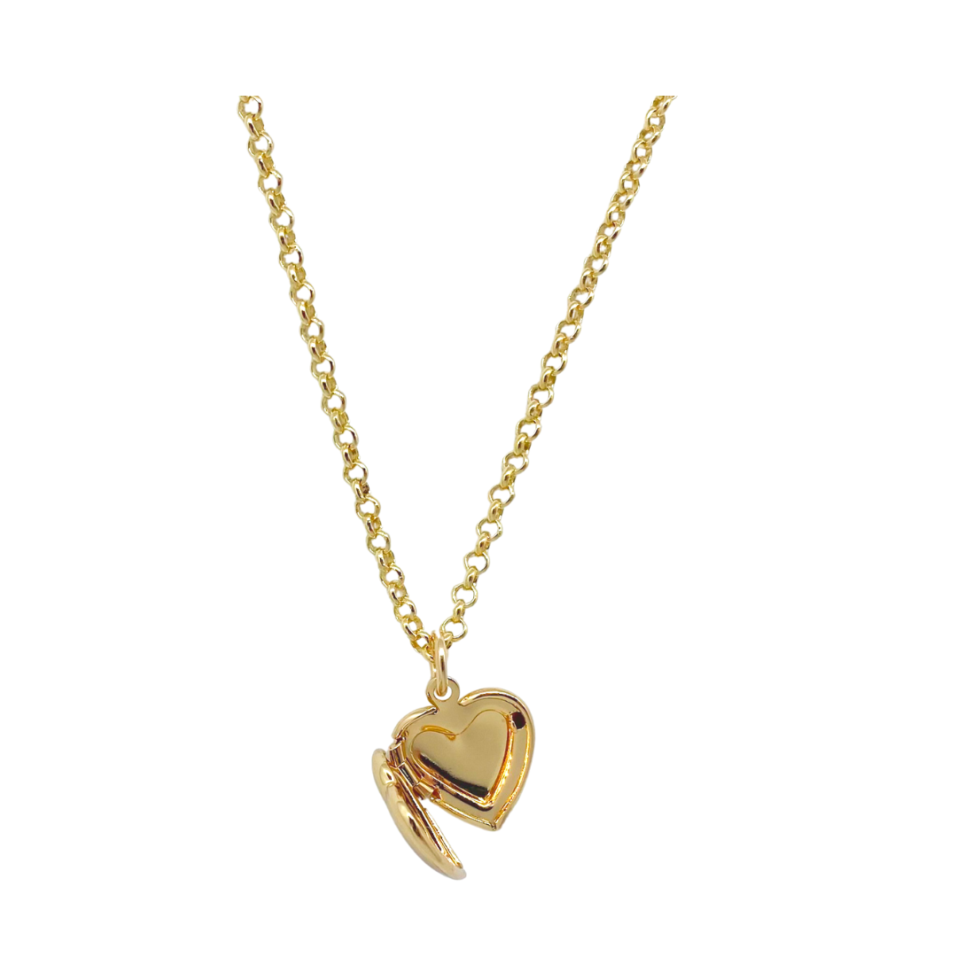 Detail of open Dana Gold Heart locket pendant_m donohue collection