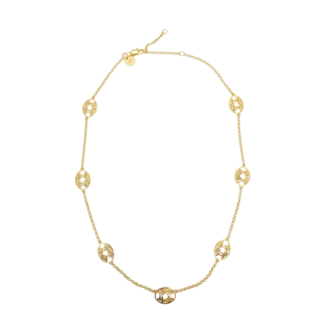 18k gold-plated brass necklace with adjustable chain_m donohue collection